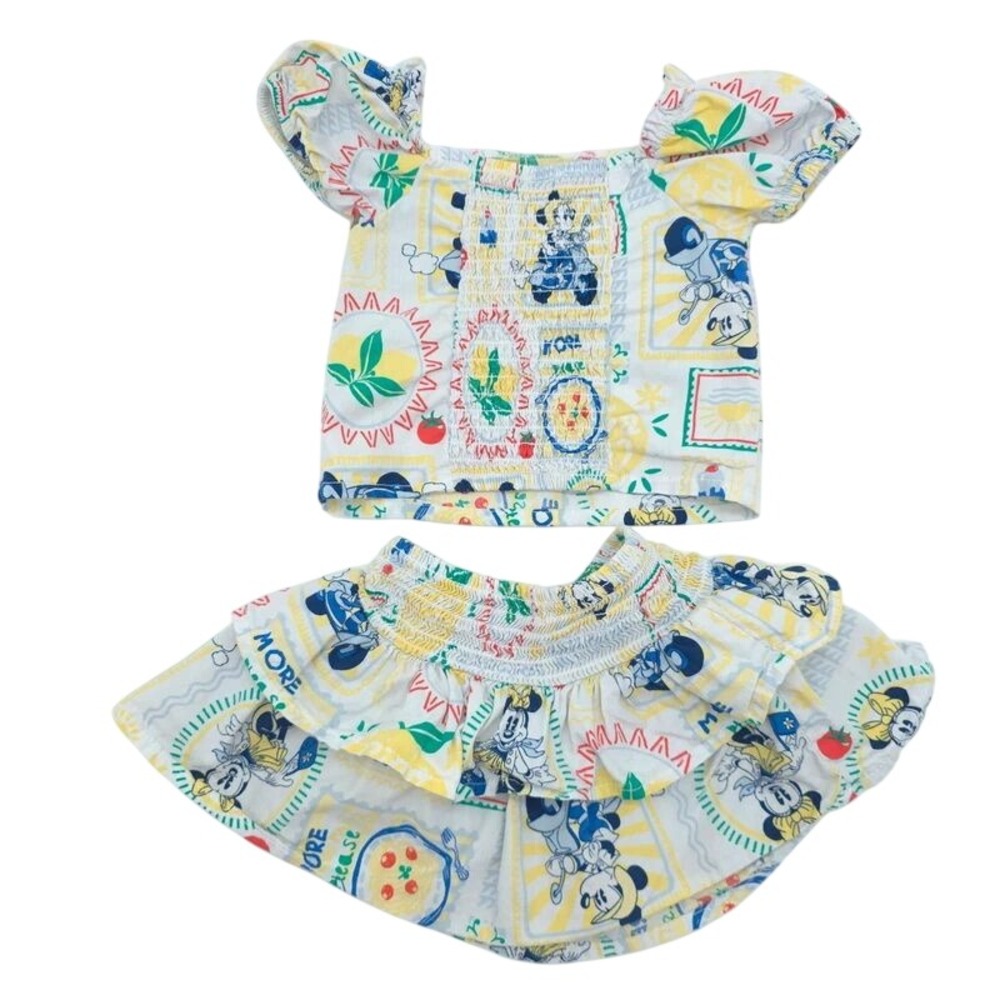 Disney Mickey & Friends Italian Pizza Print Skirt Set Disney White Kids 12M